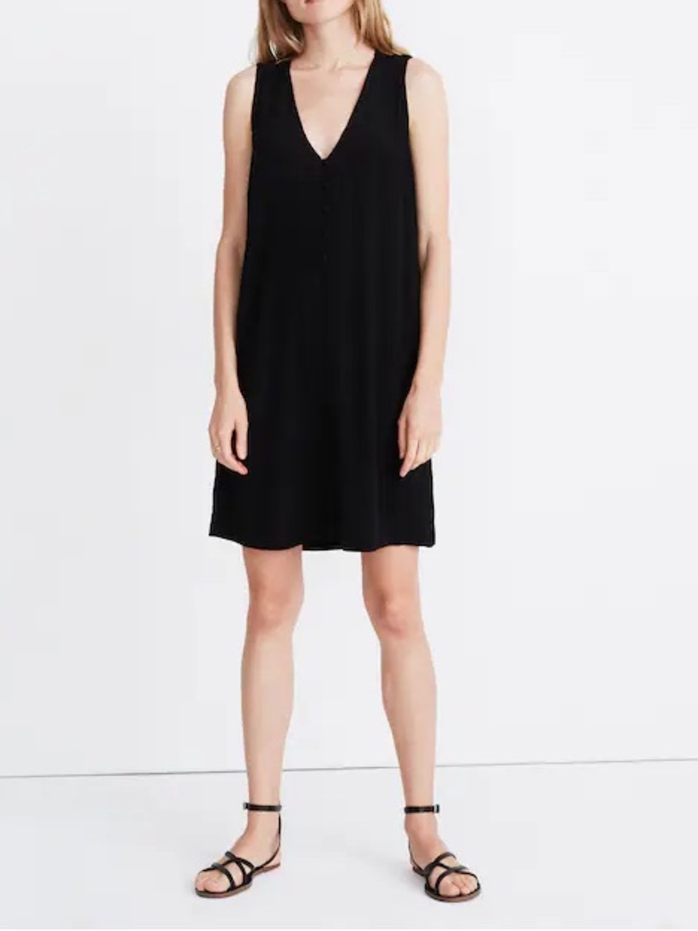 Madewell Heather Button Front Dress True Black Size Small